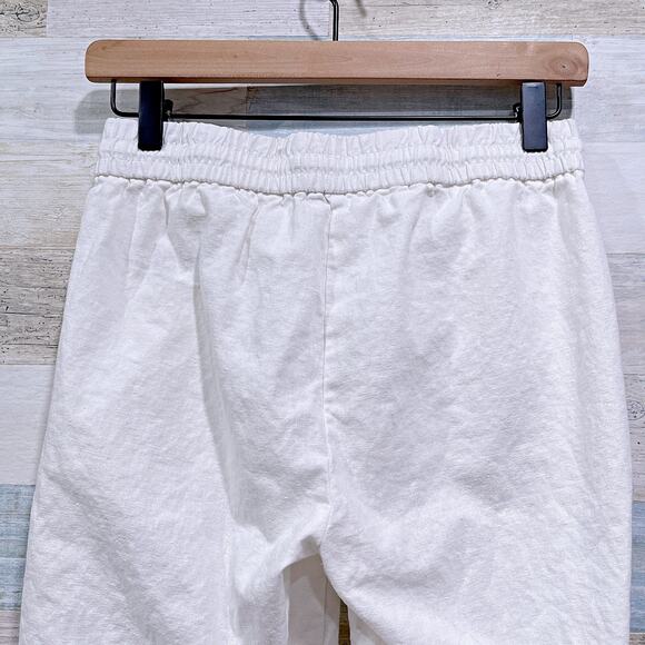 J CREW Linen Cotton Drawstring Ankle Pants White Mid Rise Straight Leg Womens 00 - Picture 4 of 7